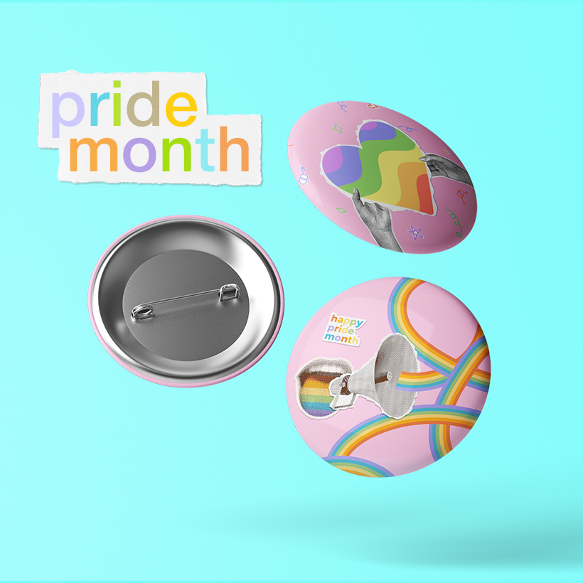 Tres chapas flotantes personalizadas con temática LGTBI